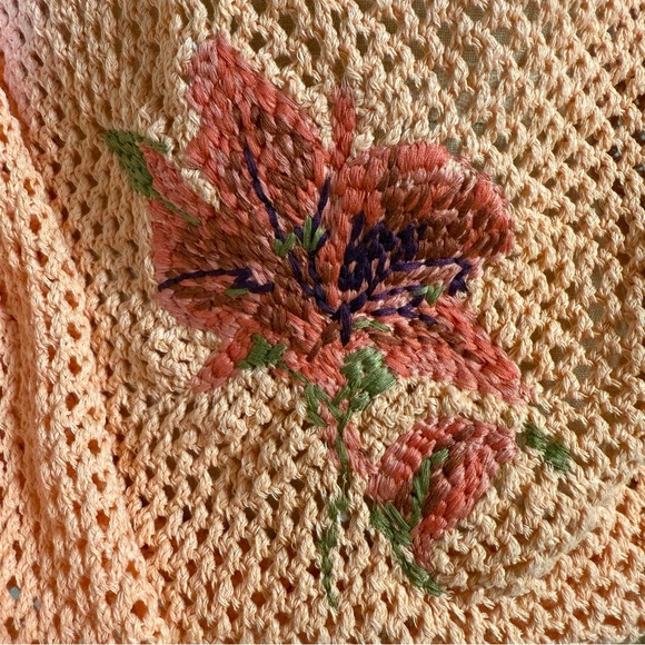 Pilcro x Anthropologie Floral Peach Open-Knit Sweater - Picture 8 of 11